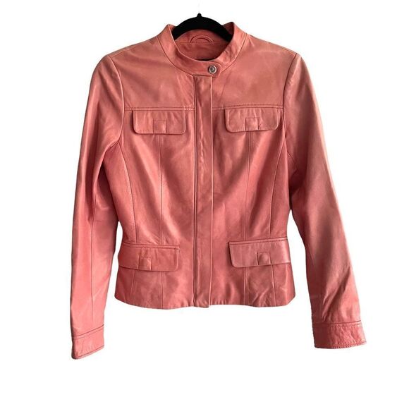 DANIER Leather Moto Biker Jacket Pink XS - Picture 12 of 16